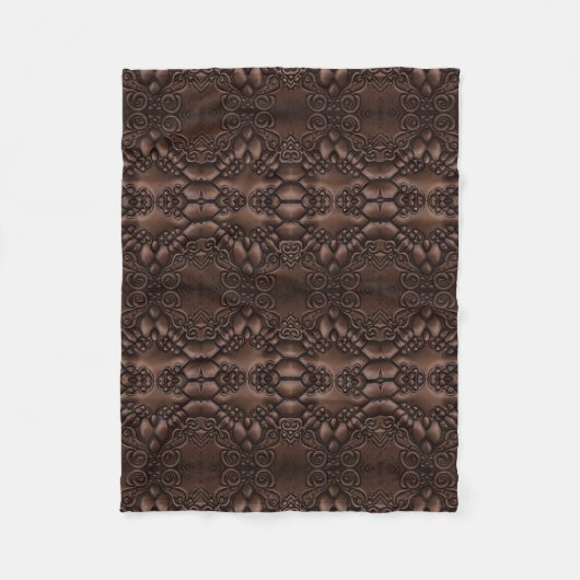 Barock-Imitate Leather Brown Pattern Fleecedecke (Vorderseite)