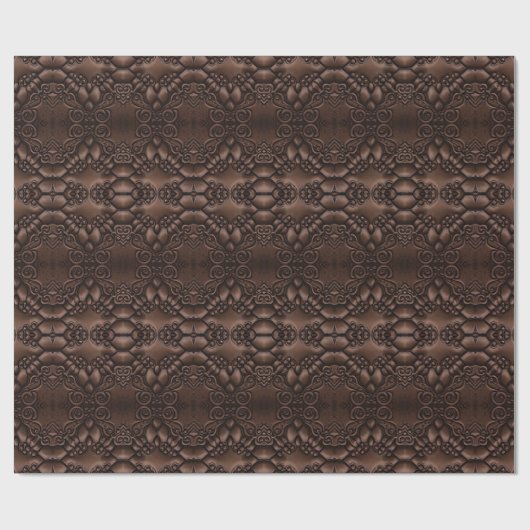 Barock-Imitate Leather Brown Pattern Geschenkpapier (Flach)