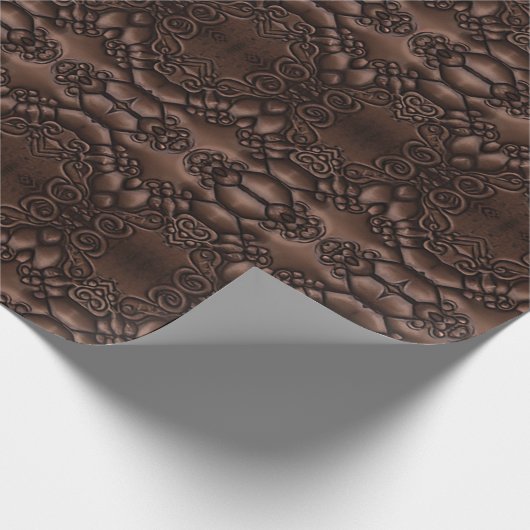 Barock-Imitate Leather Brown Pattern Geschenkpapier (Ecke)