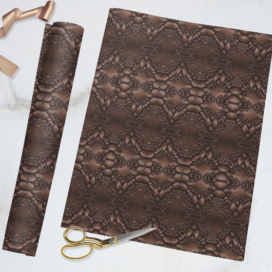 Barock-Imitate Leather Brown Pattern Geschenkpapier