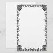 Barock in schwarzer Schreibwaren Briefpapier (Vorne/Hinten)