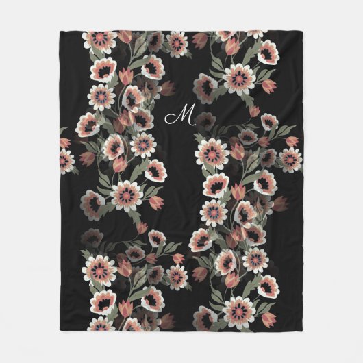 Barock Inspiriert Botanische Weichpinke und Grüntö Fleecedecke (Vorderseite)