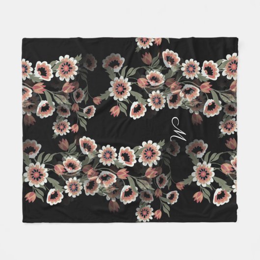 Barock Inspiriert Botanische Weichpinke und Grüntö Fleecedecke (Vorderseite (Horizontal))