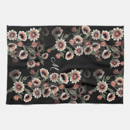 Barock Inspiriert Botanische Weichpinke und Grüntö Geschirrtuch