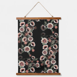 Barock Inspiriert Botanische Weichpinke und Grüntö Wandteppich Mit Holzrahmen