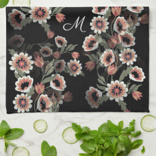 Barock inspiriertes botanisches Soft-Pink und Grün Geschirrtuch