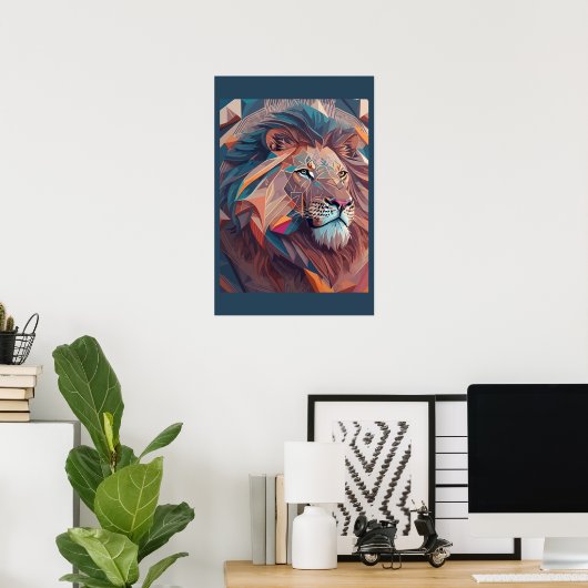 Barock Lion Head | Geometrische Konstruktivismus K Poster (Heimbüro)