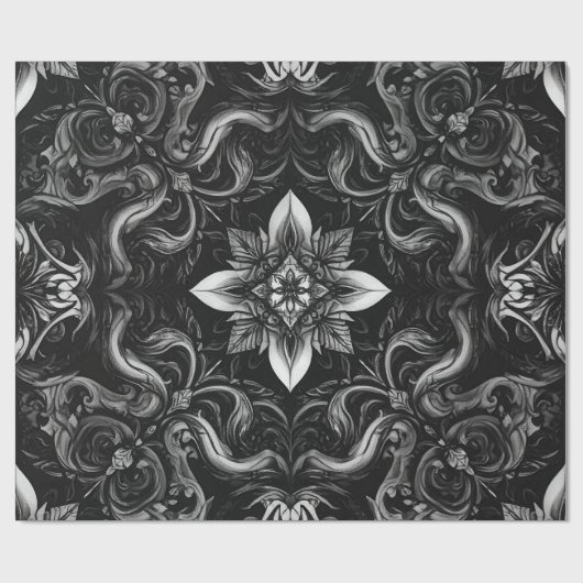 Barock Noir Wrapping Paper Geschenkpapier (Flach)