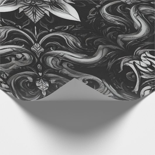 Barock Noir Wrapping Paper Geschenkpapier (Ecke)