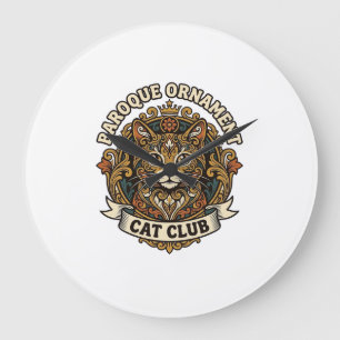 Barock-Ornament Katze Katzenliebhaber-Geschenk - B Große Wanduhr
