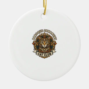 Barock-Ornament Katze Katzenliebhaber-Geschenk - B Keramik Ornament