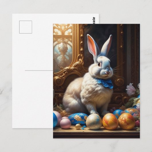 Barock Ostern Bunny mit Eiern Postkarte (Vorne/Hinten)