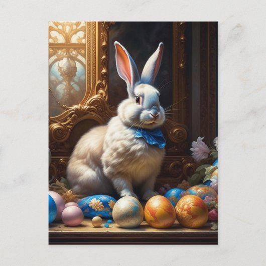 Barock Ostern Bunny mit Eiern Postkarte (Vorderseite)