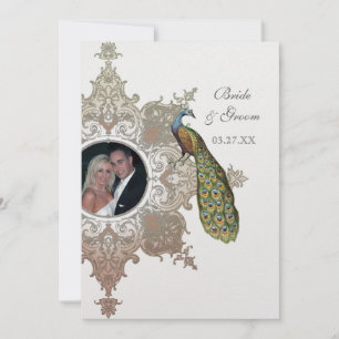 Barock-Pfau-Hochzeitseinladung - Mocha-Tan Einladung