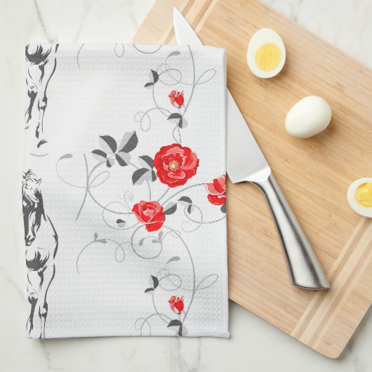 Barock Pferde Küchentuch (Viertel Falte)