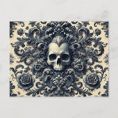 Barock Punk - Gothischer Schädel Feiertagspostkarte (Vorderseite)