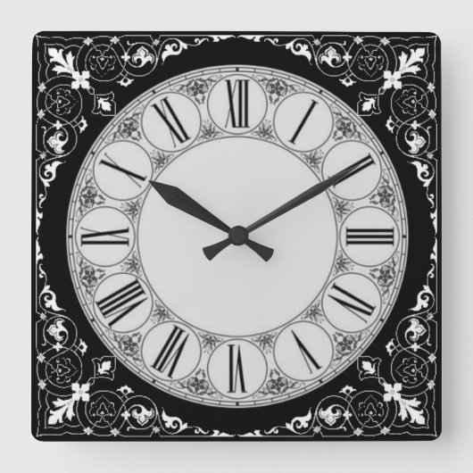 Barock Quadratische Wanduhr (Vorderseite)