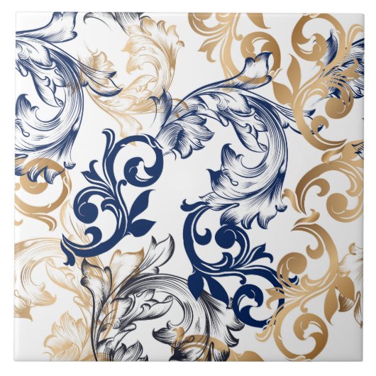 Barock-Retro-Klassiker-Muster Fliese (Vorderseite)