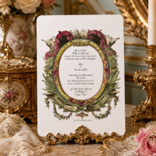 Barock Rokoko Blumen Cherubs Oval Einladung