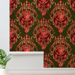 Barock Rokoko Blumenmuster Rose Scrollen Muster Tapete