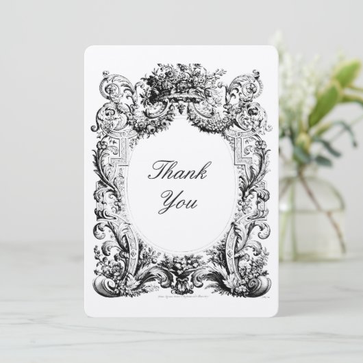 Barock-Rokoko Danke Kartenvorlage (Stehend Vorderseite)