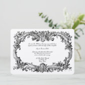 Barock-Rokoko Floral Border Einladung (Stehend Vorderseite)