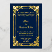 Barock-Rokoko-Hochzeit an der französischen Grenze Folieneinladung (Vorderseite)