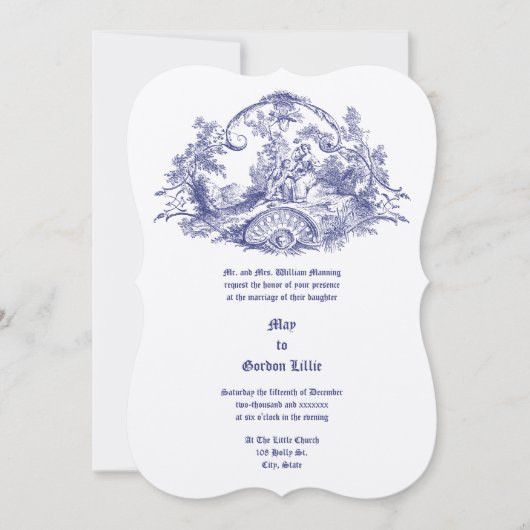 Barock-Rokoko-Paar in Cartouche-Rahmen Einladung (Vorderseite)