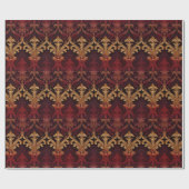Barock rotes Goldmuster Geschenkpapier (Flach)