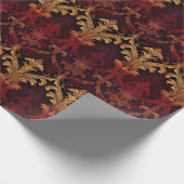 Barock rotes Goldmuster Geschenkpapier (Ecke)