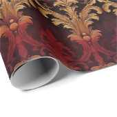 Barock rotes Goldmuster Geschenkpapier (Rolleneckpunkt)