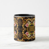 Barock-Schwarz-Gold-Rosa Tasse (Zentrum)