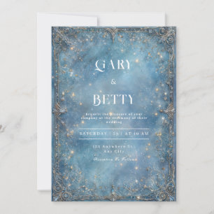 Barock Silber Gold Himmelblau Winterhochzeit Einladung