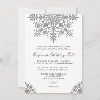 Barock Silver Glitzern Look Holiday Party Einladung