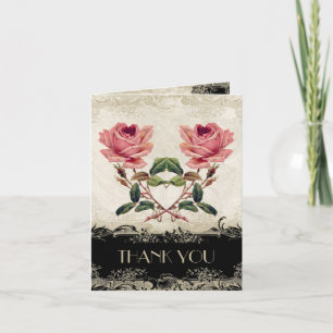 Barock Stil Vintage Rose Schwarz Dankeskarten Dankeskarte