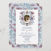 Barock Toile Foto Hochzeit Einladung mit QR Code (Vorne/Hinten)