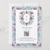Barock Toile Foto Hochzeit Einladung mit QR Code (Rückseite)