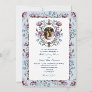 Barock-Toile-Foto-Hochzeitseinladung mit QR-Code Einladung