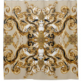 Barock trifft Leopard: Goldener Hintergrund Duschvorhang (Vorderseite)