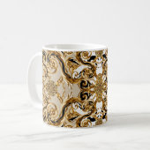 Barock trifft Leopard: Goldener Hintergrund Kaffeetasse (Vorderseite Links)