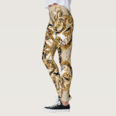 Barock trifft Leopard: Goldener Hintergrund Leggings (Links)