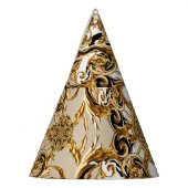 Barock trifft Leopard: Goldener Hintergrund Partyhütchen (Links)