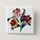 Barock-Tulpen-Blumenmuster Button (Vorderseite)