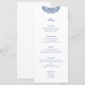 Barock Wappen Französisch Blauer Hochzeitstag Menükarte (Vorne/Hinten)