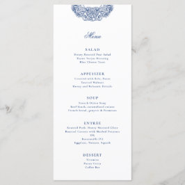 Barock Wappen Französisch Blauer Hochzeitstag Menükarte