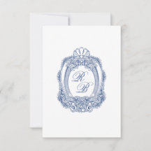 Barock Wappen Französisch Blue Initials Antique We