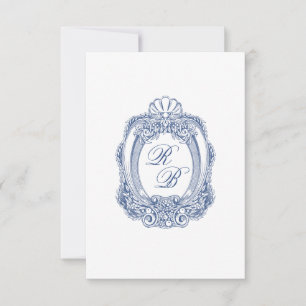 Barock Wappen Französisch Blue Initials Antique We Mitteilungskarte