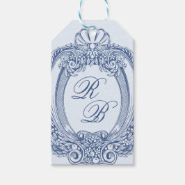 Barock Wappen Französisch Blue Initials Wedding Geschenkanhänger