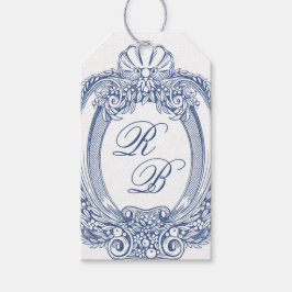 Barock Wappen Französisch Blue Initials Wedding Geschenkanhänger