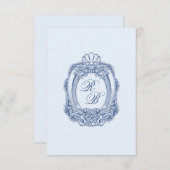 Barock Wappen Französisch Blue Initials Wedding Mitteilungskarte (Vorne/Hinten)
